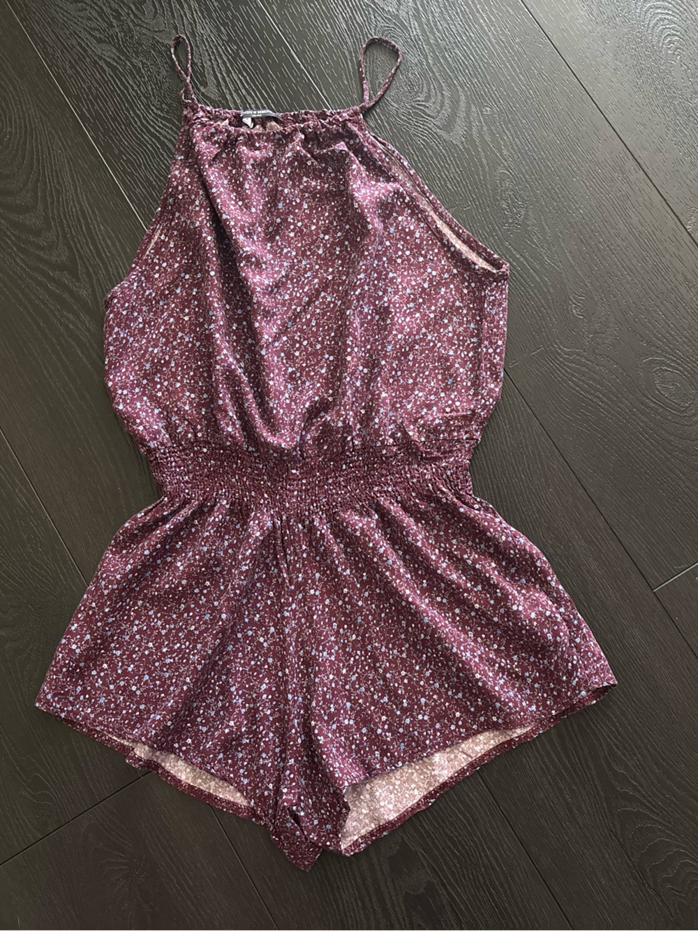 Brandy Melville Plum Floral Sparkle Romper Shorts
